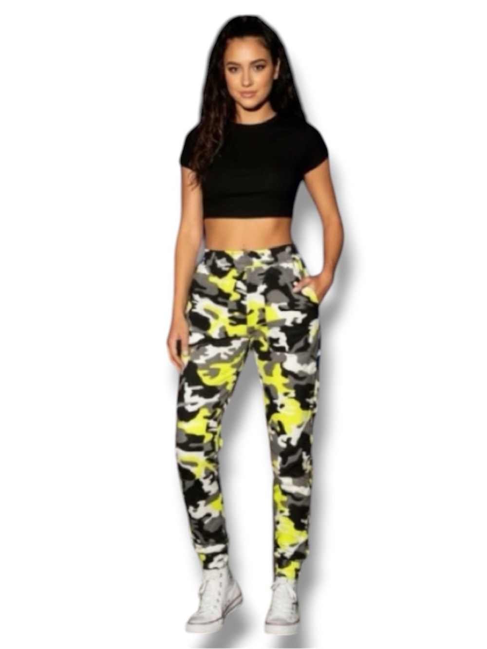 Streetwear Society VTG Y2K Bold Yellow Camo Activewear Joggers Street Style M